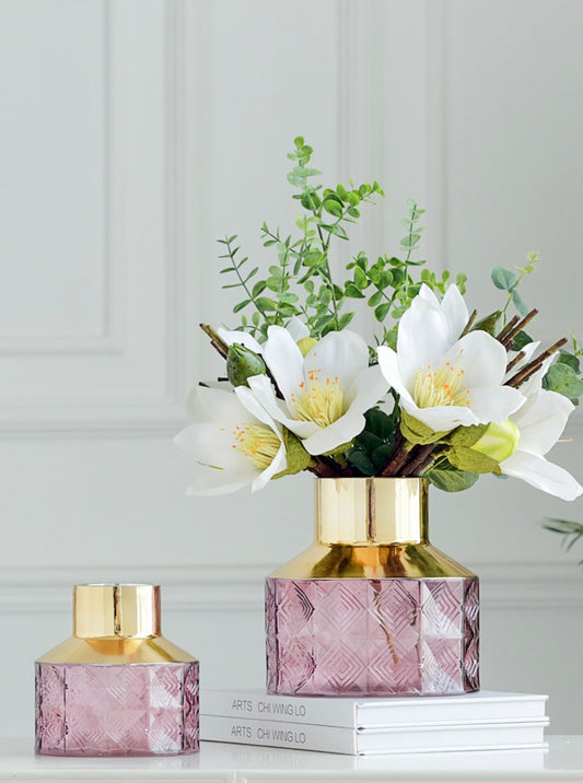 Green with Gold and Pink with Gold Vase